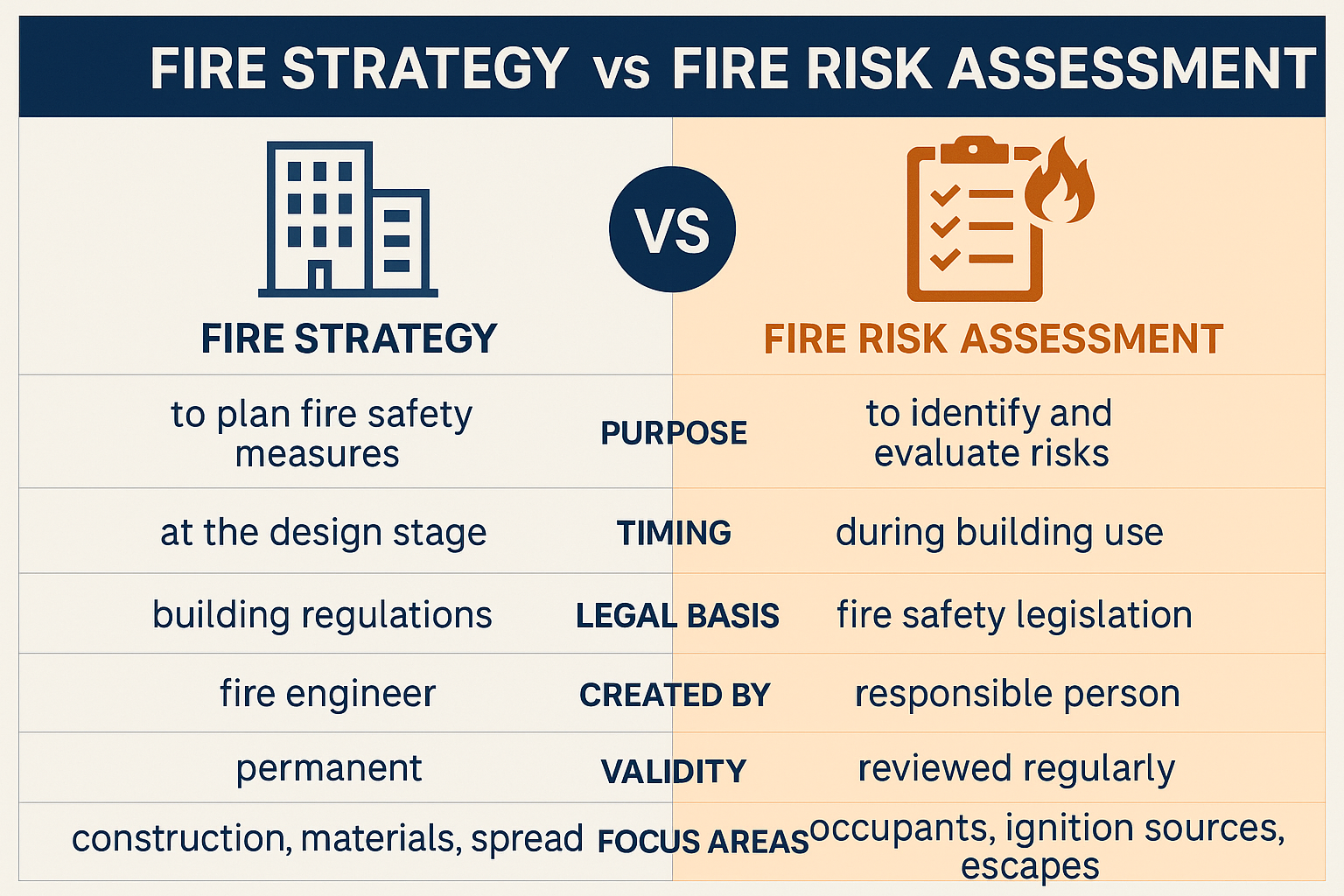 Fire Strategy vs Fire Risk Assessment Comparison