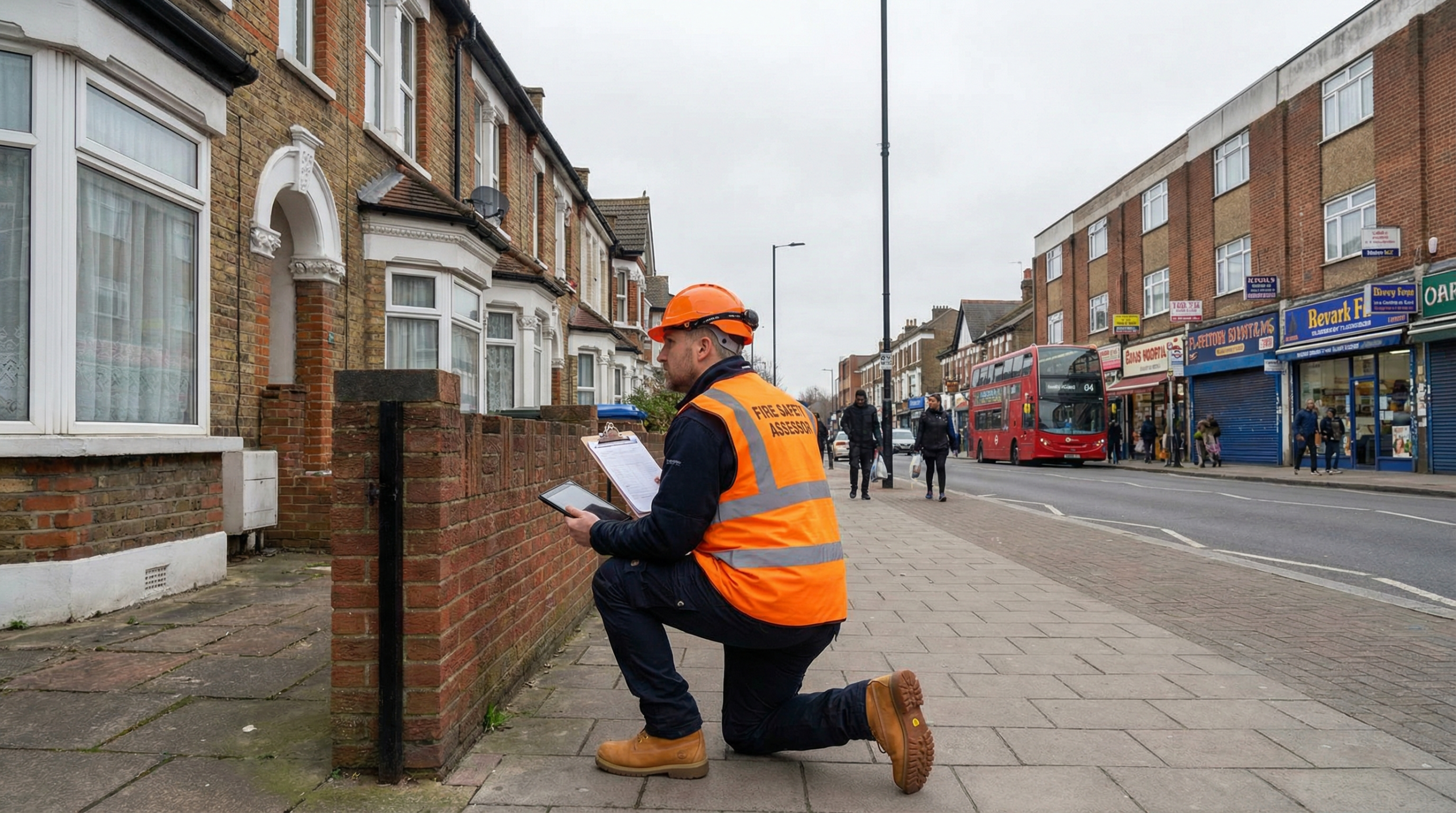 Fire risk assessor at suburban property in Redbridge