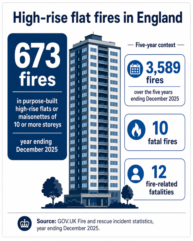 High rise flat fires in England