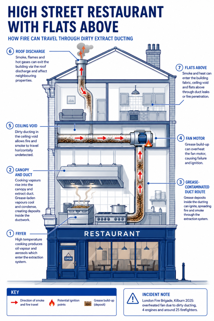 High street restaurants above flats
